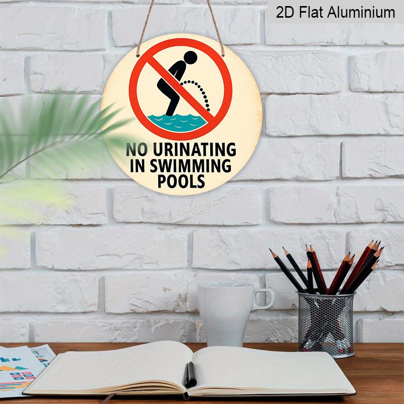 2D Flat 1pc, 8x8 In, No Urinating In The Pool Sign Aluminum Metal Decorative Signs & Plaques, Unique, Durable, Easy To Hang Metal Decoration