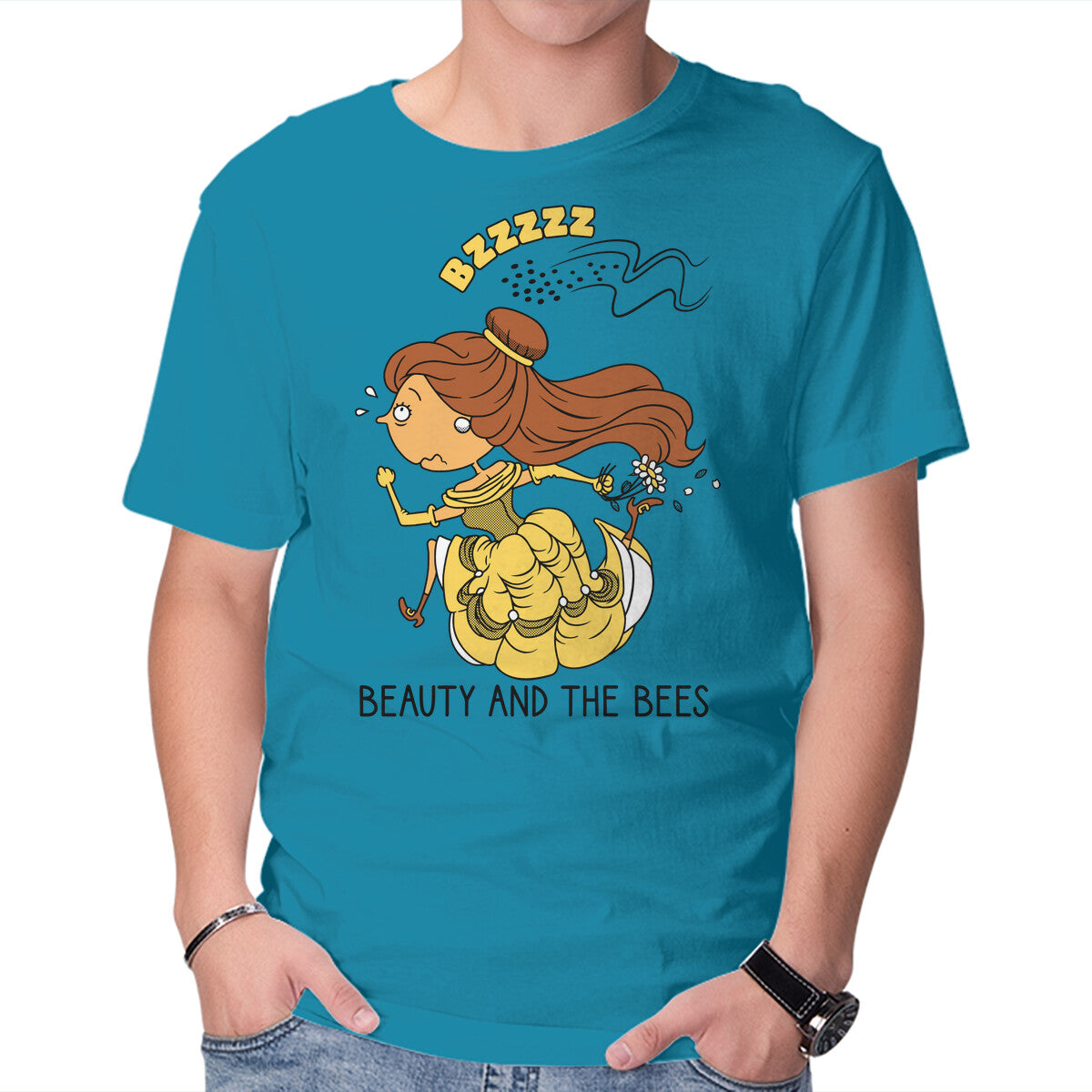 Unisex Crew Neck T-Shirt Beauty And The Bees Graphic Short Sleeve Casual Tee M
