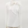 Women Spring Elegant Chiffon Blouses Shirts Lady Business Long Sleeve Bow Tie Collar Tops