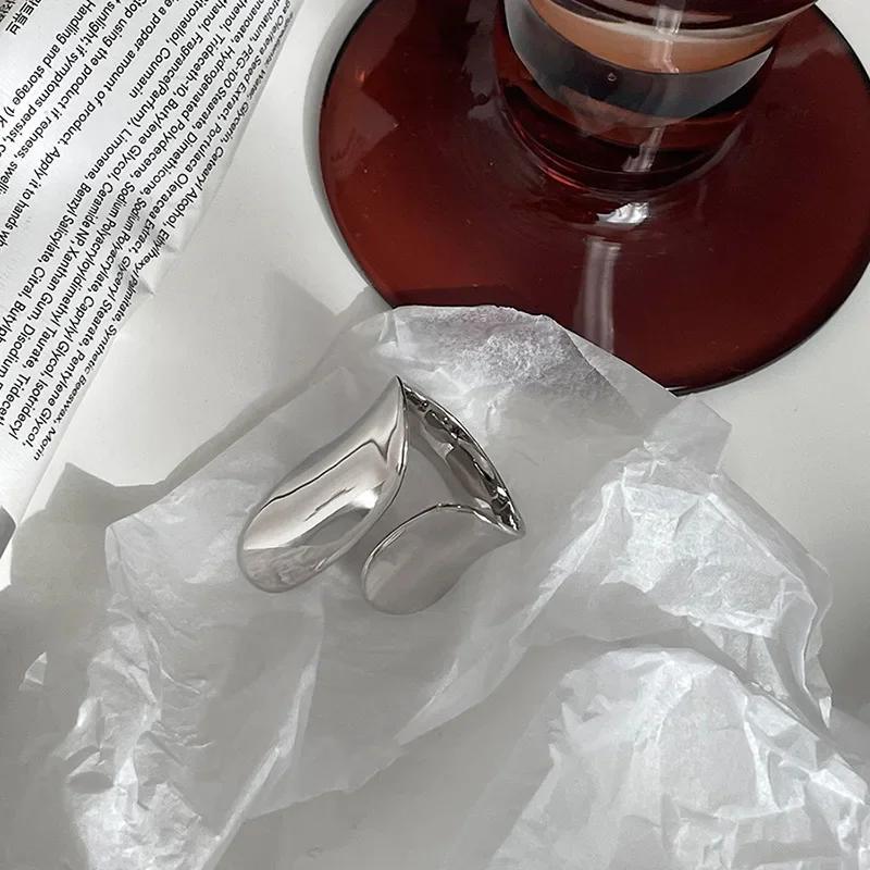 Minimalist Silver Color Cuff Rings for Women Couples New Fashion Creative Smooth Pattern Geometric Party Jewelry Gifts