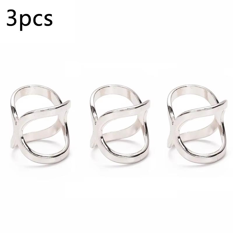 

3pcs Creative Mi Wangxing Gold-plated Scarf Buckle Multi-purpose Cross Hollow Glossy Scarf Square Shawl Decorative Buckle 1.8cm срібний