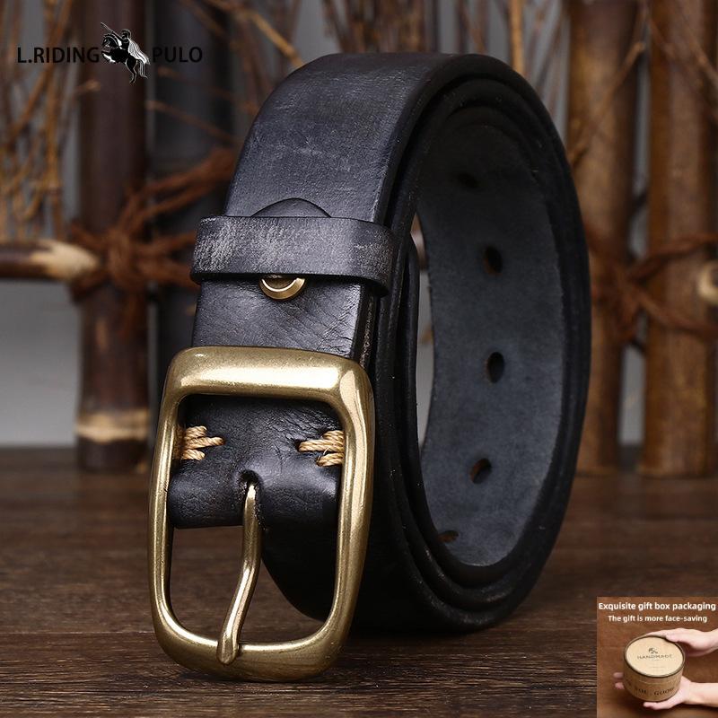 

Ремни для мужчин и женщин Натуральная кожа Коровья кожа Пряжка-штифт Простой Повседневный Натуральная кожаный ремень Винтажный ремень для джинсов 125cm чёрный