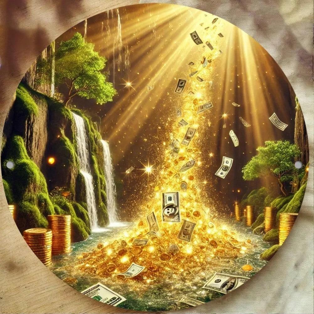 

Money Waterfall Metal Tin Sign Vintage Wall Art Decor 20x20 різнокольоровий