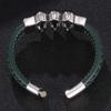Fashion Charm Skull Stainless Steel Leather Braided Men Bracelet Jewelry Skull Punk Bangles Accessories