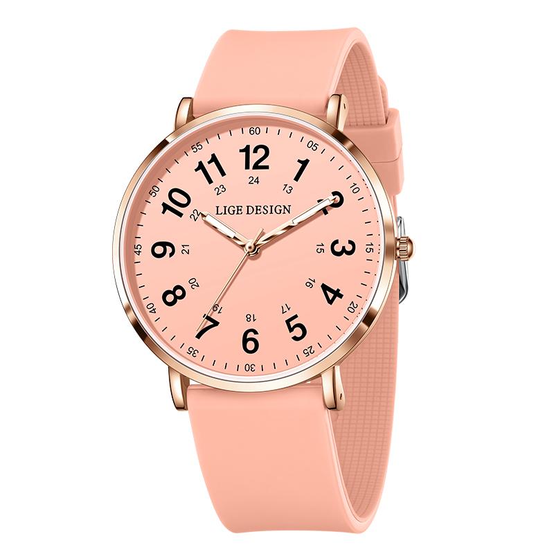 LIGE New Fashion Men Watch Simple And Thin Women Watch Sports Luminous Waterproof Silicone Strap Quartz Watch