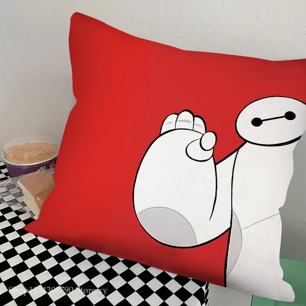 B-Baymax Animated Character Pillow Case Square Pillow Bedroom Sofa Leisure Comfort Cushion Car Living Room Home Decoration