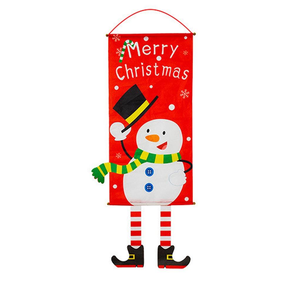 Santa Claus Xmas Door Banner Snowman Decoration Hanging Cloth Creative Christmas Hanging Flag  Door