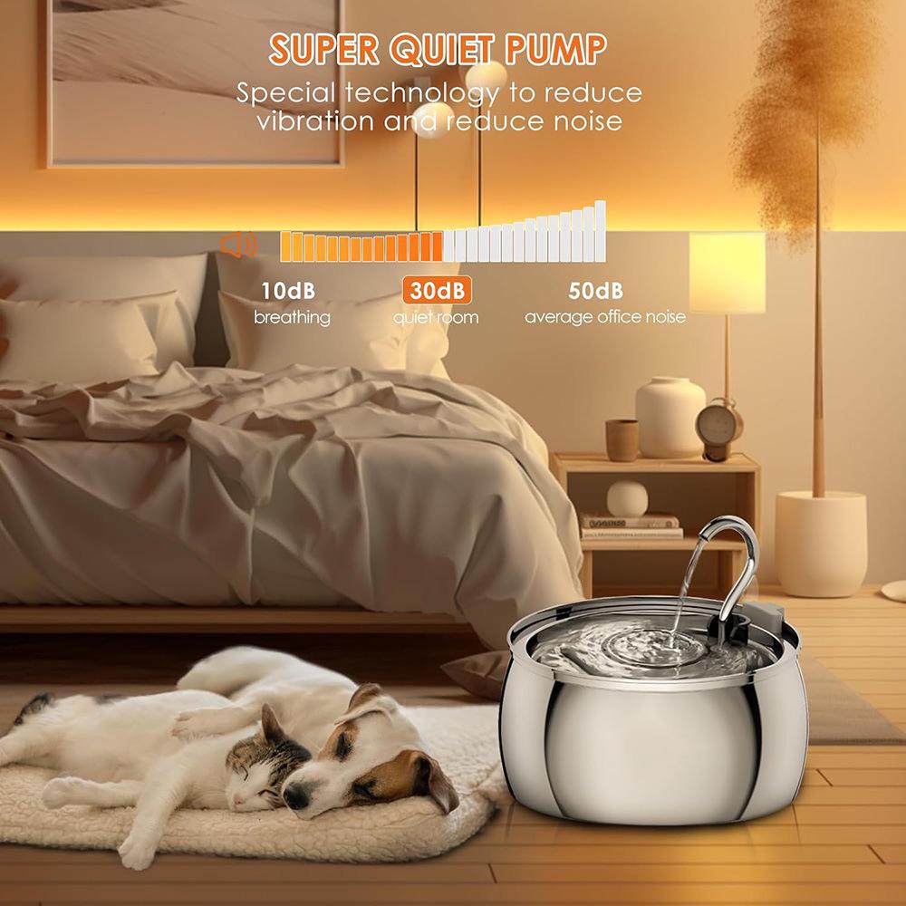 SUS304 Stainless Steel Cat Water Dispenser, 4L Capacity, Automatic Pet Feeder with Copper Tube