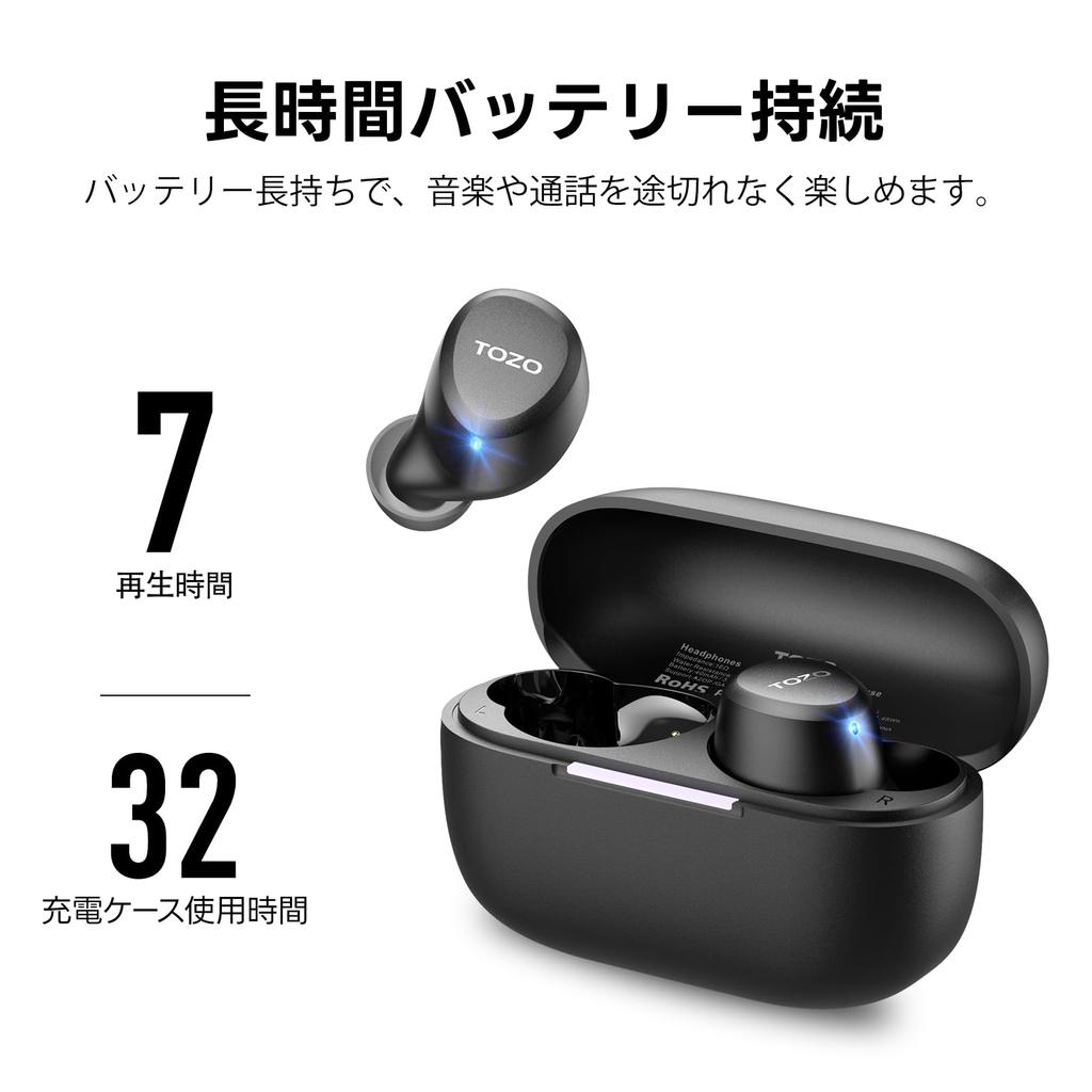 TOZO A1 Mini Wireless Earphones Bluetooth 5.3 Earphones Built-in Mic Immersive Premium Sound Long Range Connection Earbuds with Charging Case