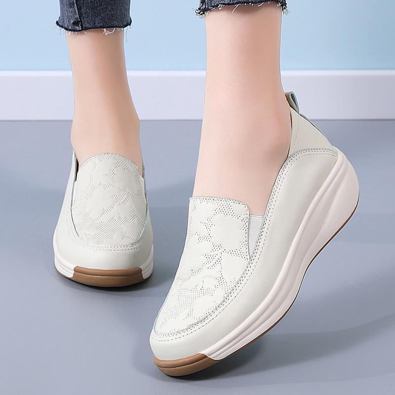 

Women s Slip-On Thick-Soled Sponge Cake Loafers - Versatile, Non-Slip, Casual Flats in Large Sizes. 43 грязно-белый