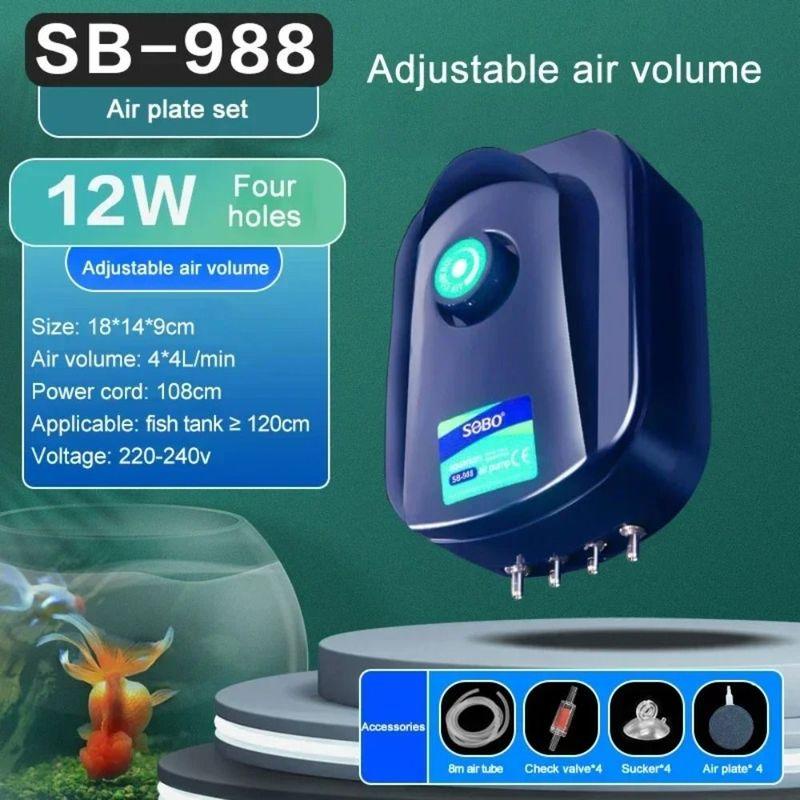 Ultra Silent Aquarium Air Pump Low Noise Air Compressor Aerator 220v Fish Tank Oxygen Air Pump Silent Operation 3.5/4/12W
