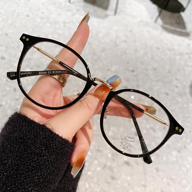 Glasses Female Eyeglass Frame Anti Spectacle Ray Leopard Minus Stylish Super Diopter Myopia Small Round Ladies Spectacle Blue Light Eyewear TR90