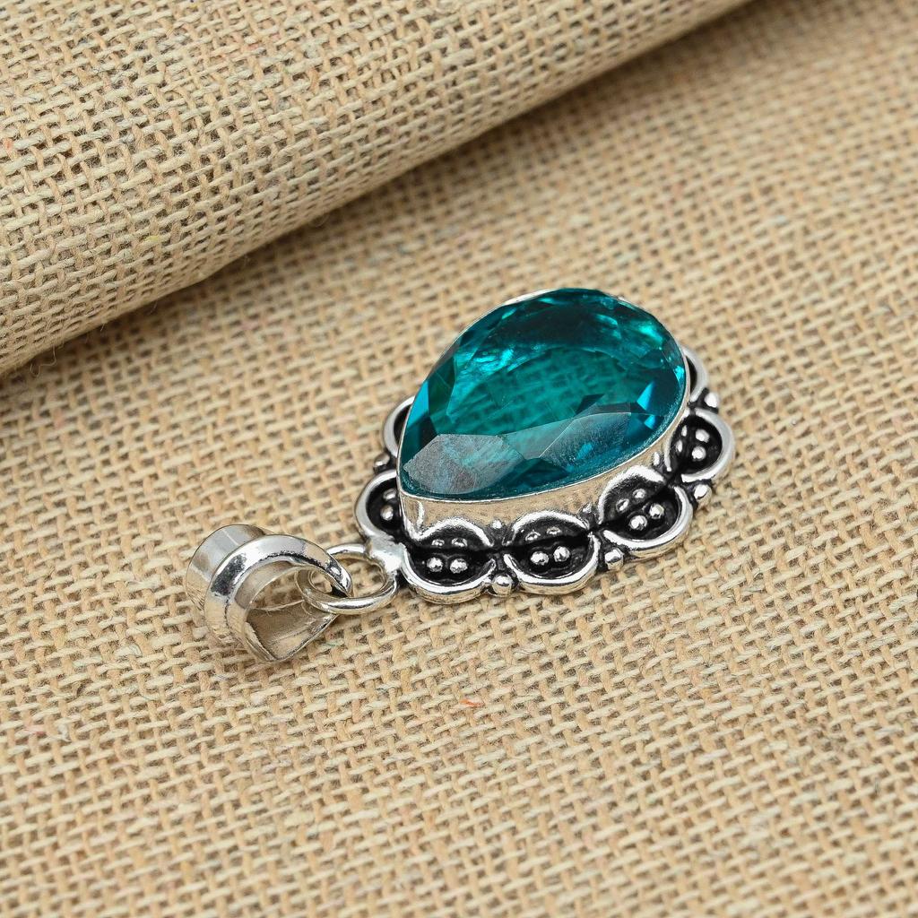 Einzigartiger Indicolit-Turmalin-Edelstein aus 925er-Sterlingsilber, handgefertigter Designer-Schmuck