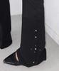 Millieonkoleu Studded Black Slim Cotton Bootcut Pants