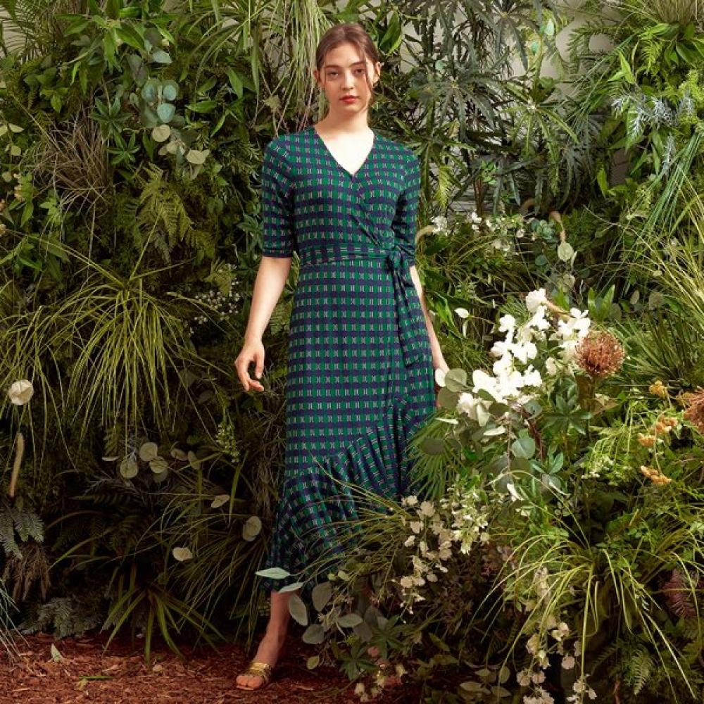 Lipbbam Creola Vivianne 3 4 Sleeve Frill Wrap Dress Ldm42gv101