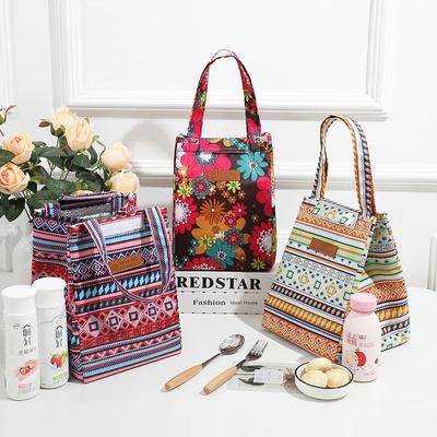 Encantadora Bolsa de Almuerzo con Estampado de Flores, Bolsa Tote Refrigeradora para Picnic de Viaje, Bolsa Portátil Aislada para Fiambrera