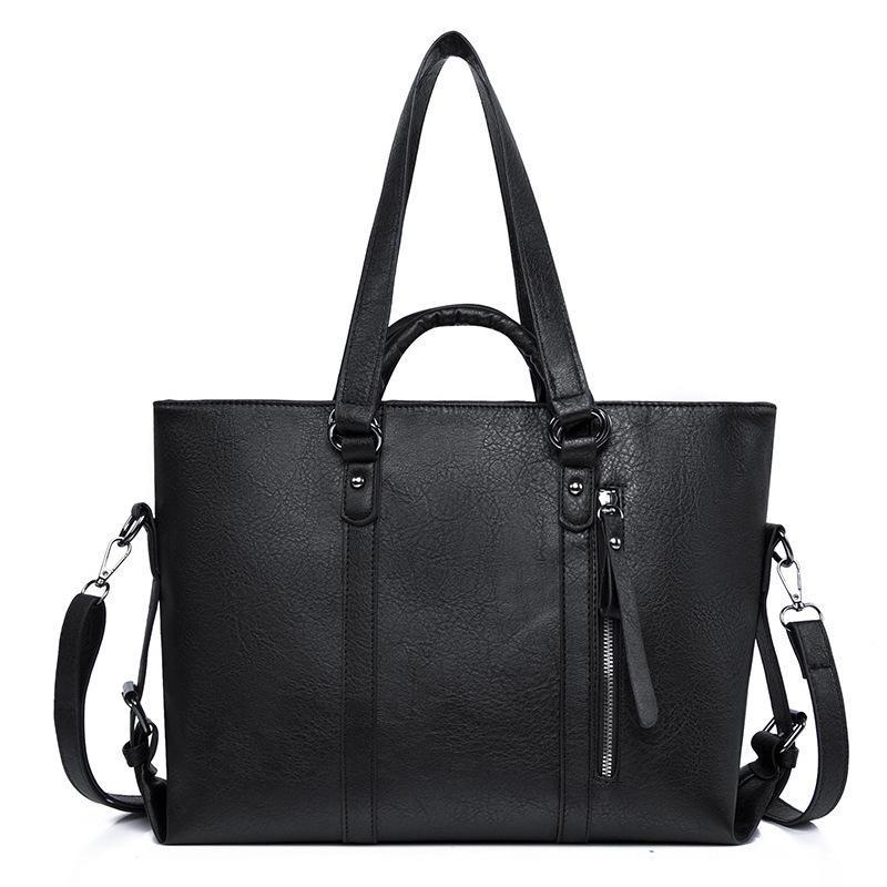 New European and American Fashion PU Soft Leather Large Capacity Tote Bag, Single Shoulder Carrying Crossbody Bag Wholesale