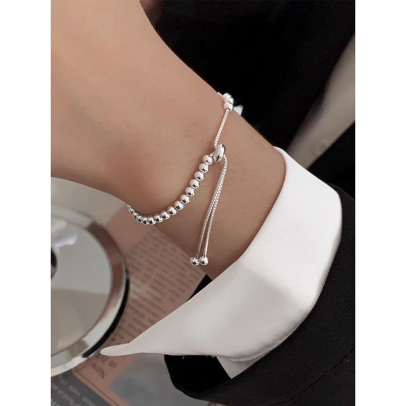 

Блестящий круглый браслет с бусинами, регулируемый, женский, простой, модный, персонализированный, универсальный, легкий браслет с бусинами