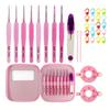 9Pcs Aluminum Crochet Hook with Soft Ergonomic Handle 2.0mm-6mm Includes Case And Knitting Accessories For Beginner