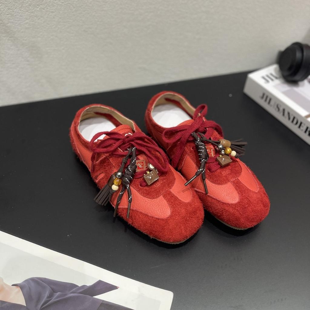 Retro German training shoes women's 2025 autumn new leather breathable versatile flat-bottomed sports and leisure shoes women's soft sole