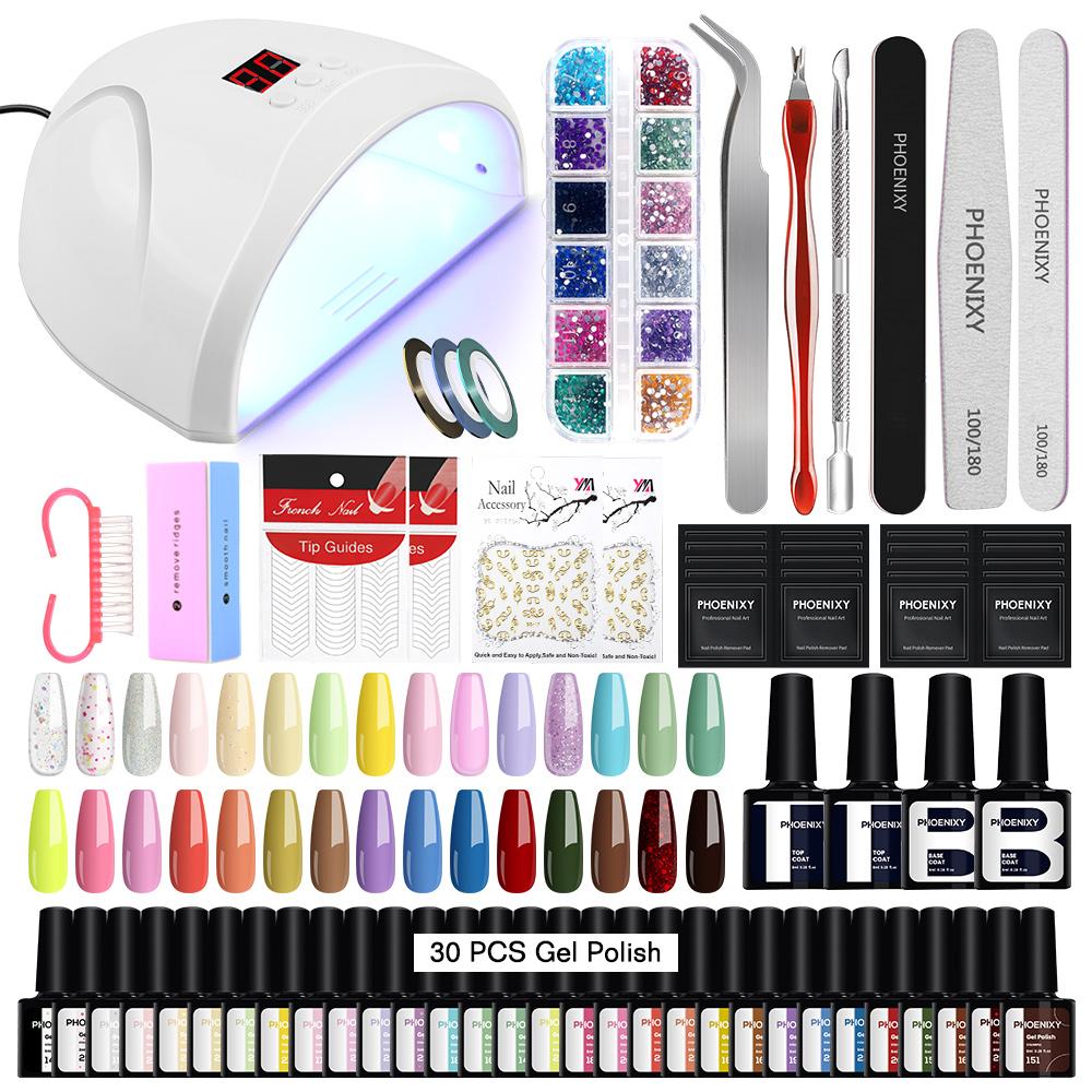 

PHOENIXY 5 мл Гель-лак 36 Вт УФ/LED-лампа Сушка для ногтей Soak-off Гель-лак 30 цветов и набор базового и топового покрытия Стартовый набор инструментов для нейл-арта set 05