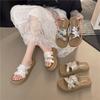 Platform beach slippers women's shoes new summer wear exquisite high-end cool slippers with skirt one-word drag