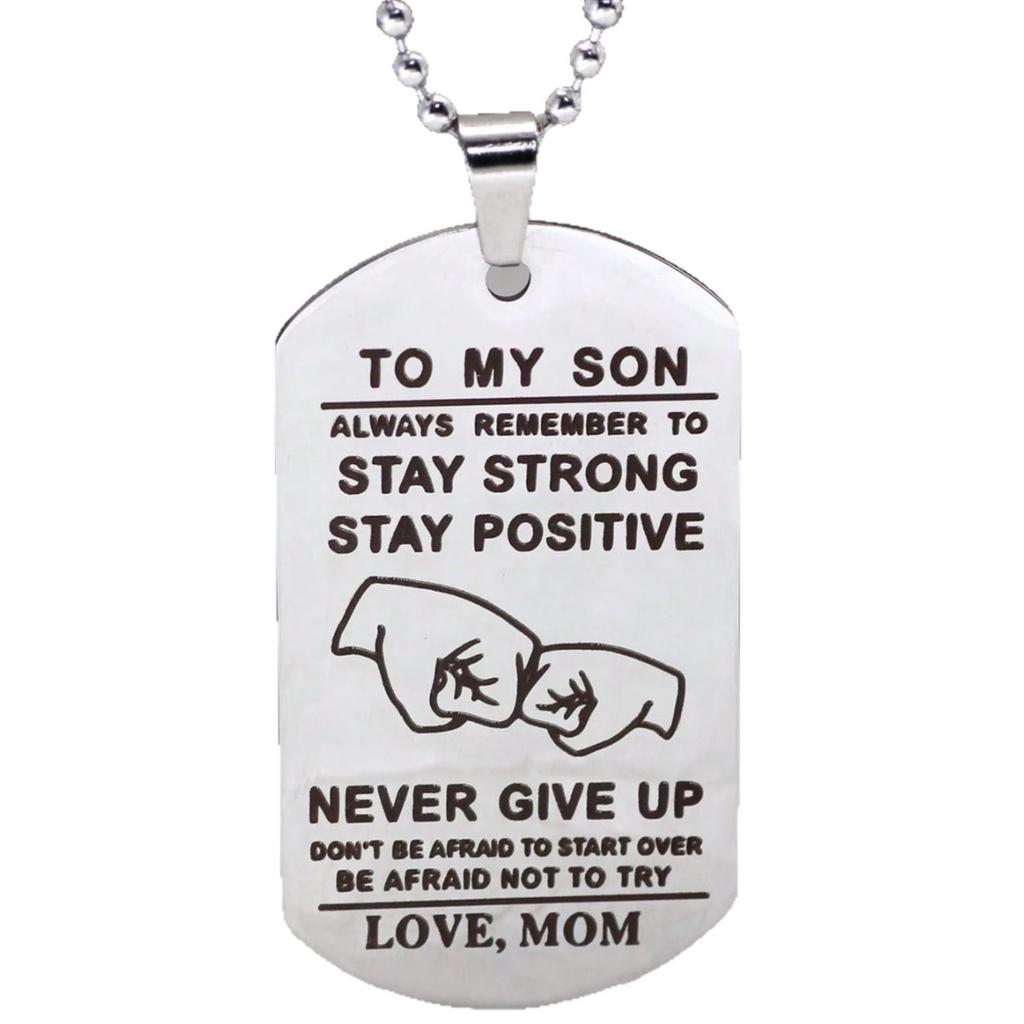 Simple Engraved Dog Tag Pendant Necklace Parent-child Intimate Gift