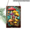 2D Flat, Vintage Colorful Mushrooms Aluminum Sign - Retro Forest Wall Decor Cabin Decor, Forest Themed Room, Rustic Home, Witchy Space, Plant Lover