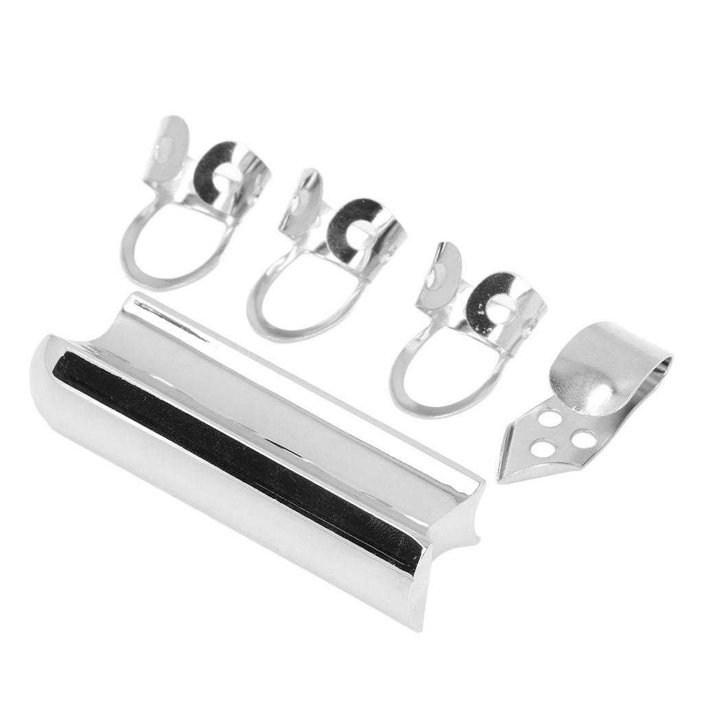 Guitar Slide Tone Bar with Thumb and Finger Picks Solid Stainless Steel Sliding Bar for Hawaiian Ele