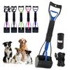 Durable Pet Poop Scooper Dog Pooper Scooper, Portable Waste Cleanup Tool with 20 Bags, Foldable Supplies Carry Case, for Yard, Lawn, Outdoor