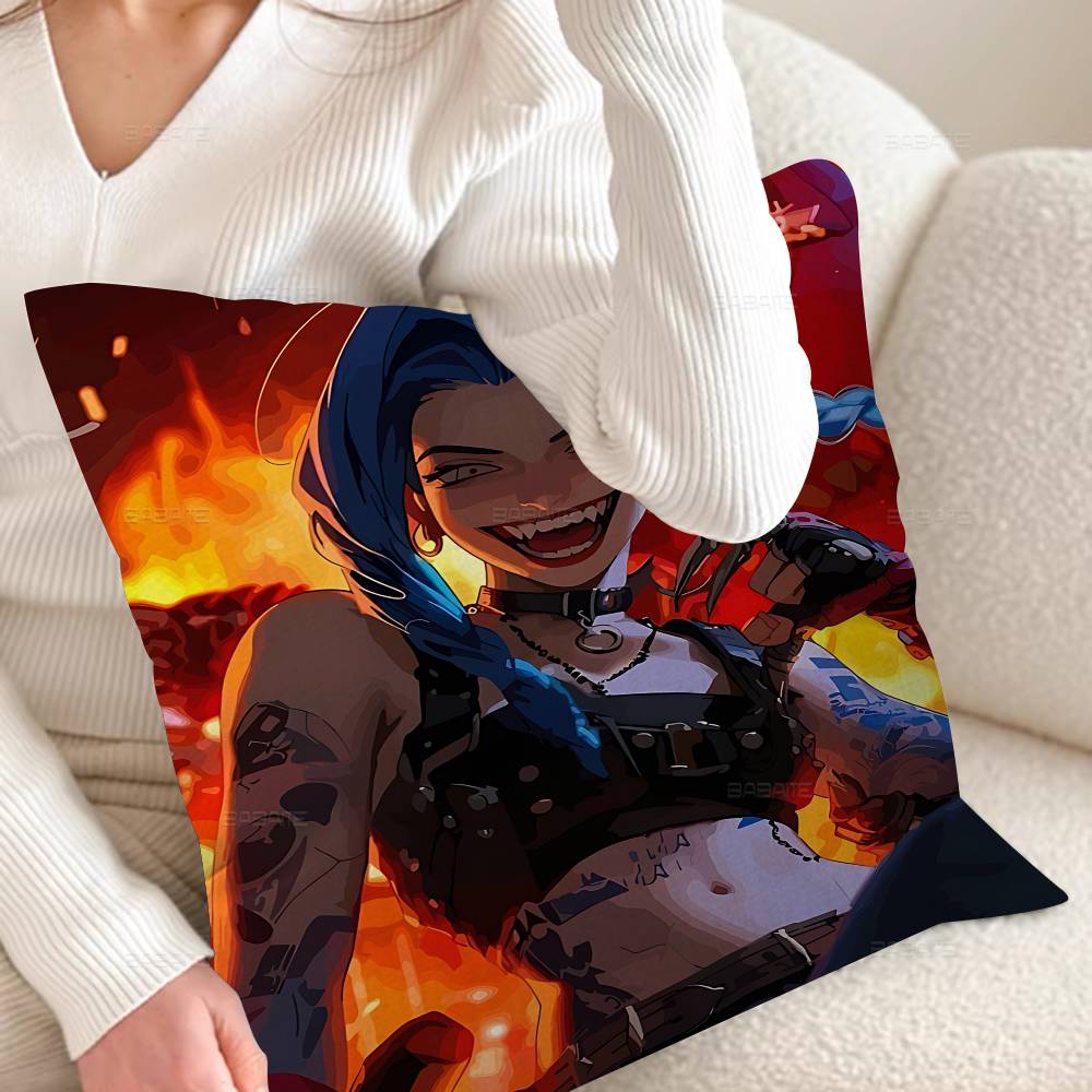 Game Arcane J-Jinx Pillowcase Toon Gift Cushion Cover Bedroom Home Sofa Chair Seat Decor Pillow Case