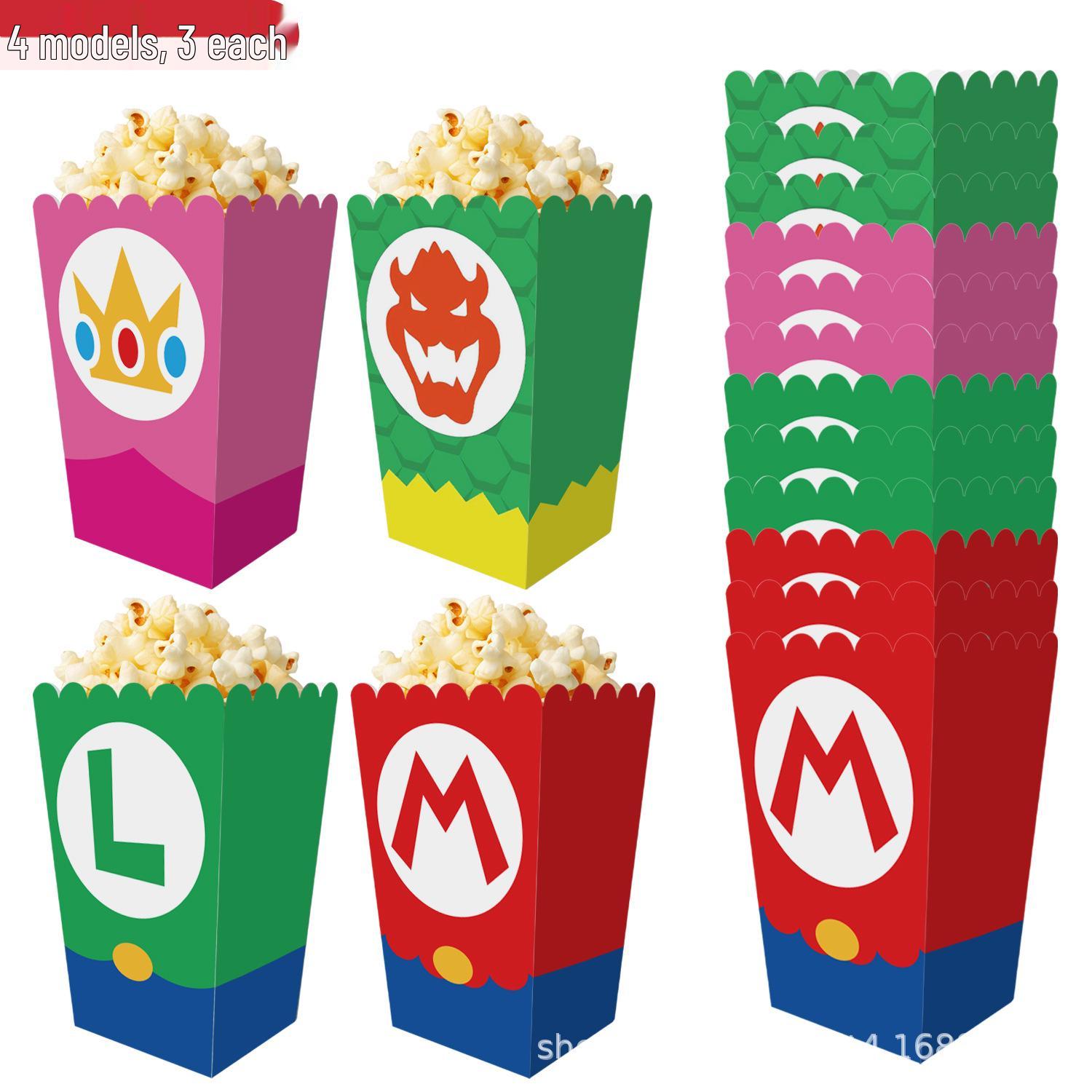 In-Stock Mario Popcorn & Snack Folding Box - Candy, Chicken, Fries Packaging