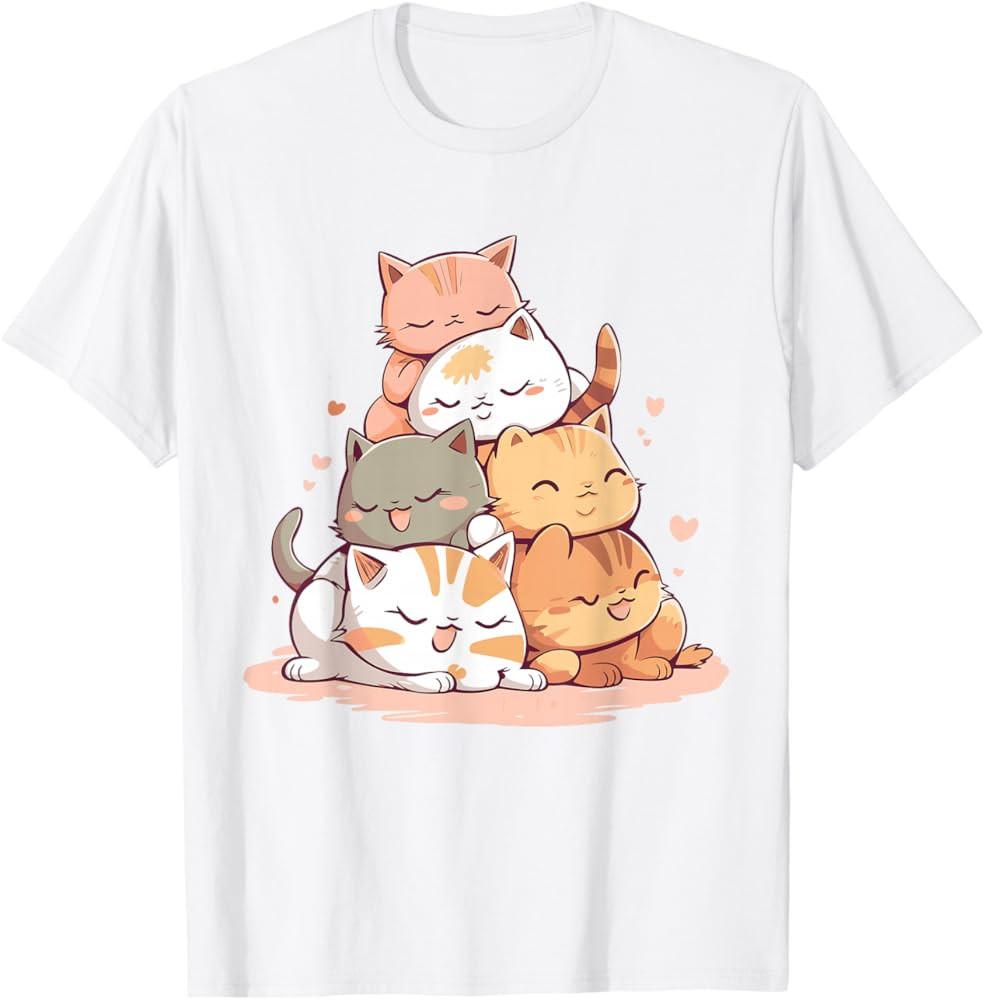 Cat Cute Pile Cats All Size T Shirt Gift Friends Unisex T-Shirt XXXL
