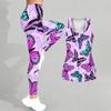 Butterfly Print Yoga Outfit for Women Fashion Workout Leggings Fitness Sports Casual Yoga Set Sports Suit
