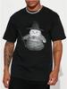 Cotton T-shirt with Witch Cat Print