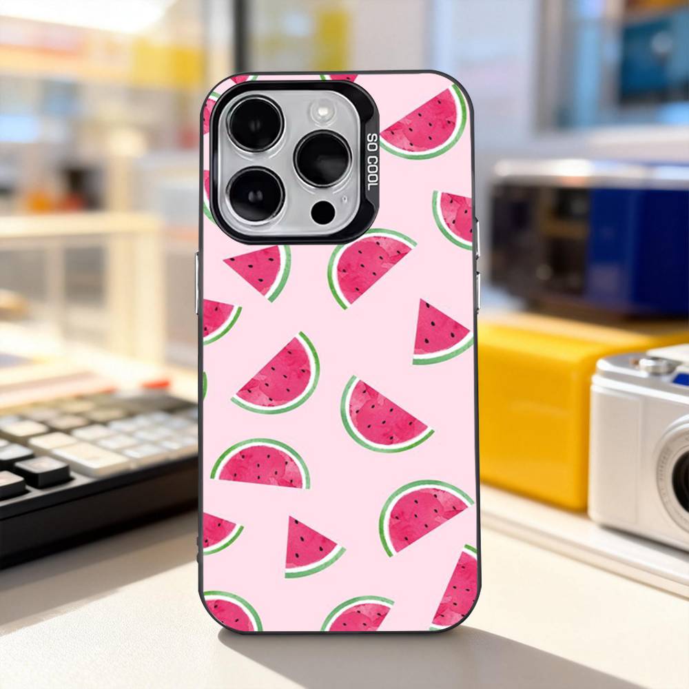 Watermelon Cute Phone Case For iPhone 17,16,15,14,13,12,11,Pro,XS,Max,Plus,Mini,SE4,E IMD Matte Black