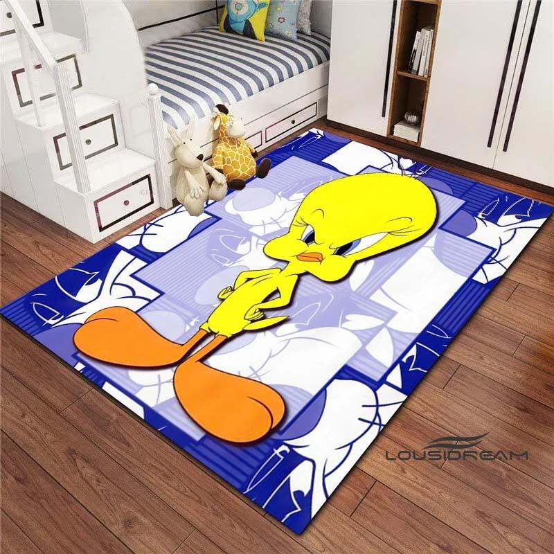 3D printed cartoon TweetyBird rug, suitable for living rooms, bedrooms, sofas, balconies, gardens, etc. Large-sized decorativ