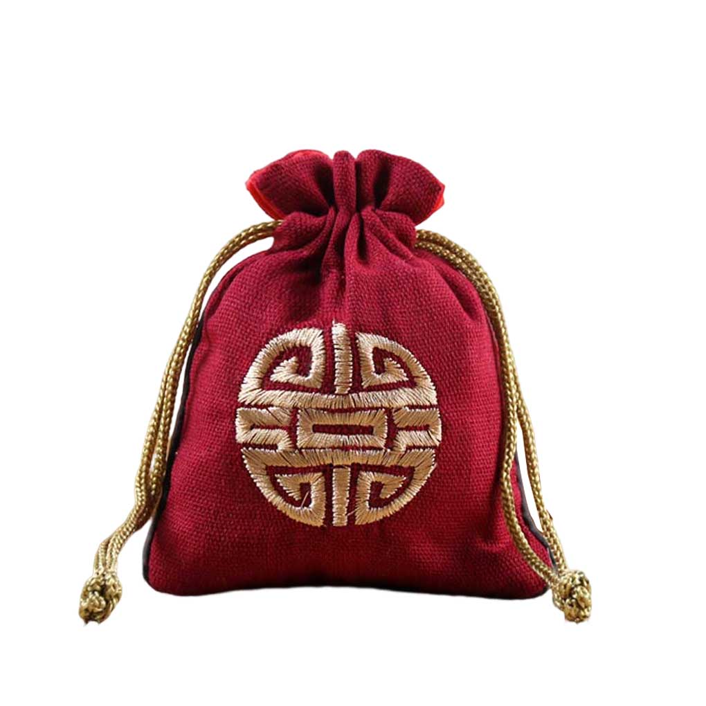 Jewelry Pouch Small Smooth Exquisite Satin Embroidered Sealing Pouches Portable Gift Bag for Ring Chains Pendant