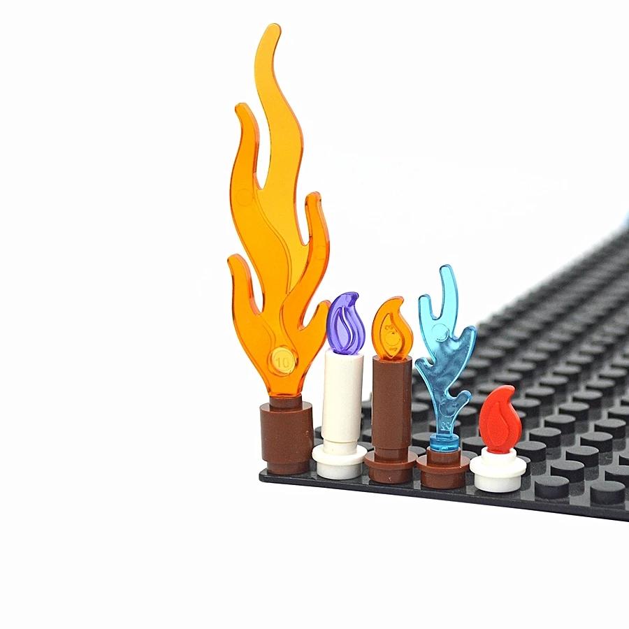 MOC Bonfire Bricks Accessories 37762 37775 Wave Candle Holder Flame Candlestick Model Educational Fire Toy Building Blocks Kids