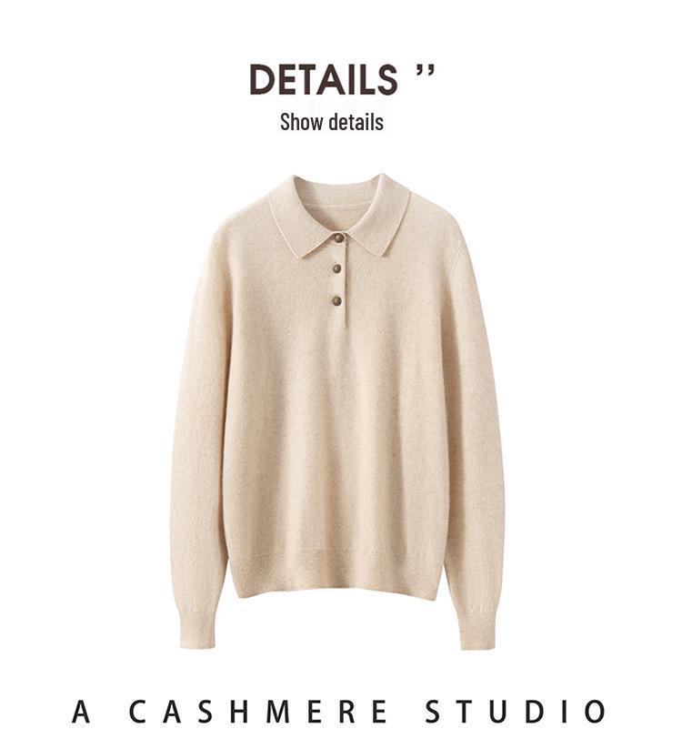 Kang Sai Ni Pure Cashmere Women's Polo Neck Pullover - 2026 Autumn/Winter Commuter Base Layer