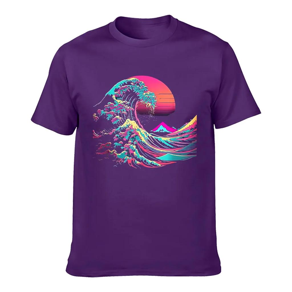Ästhetisches Glitch Great Wave Retrowave Synthwave T-Shirt Kurzarm-T-Shirt Streetwear