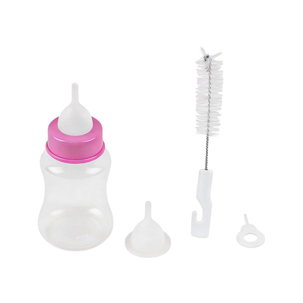 Pet Feeding Bottle Set for Newborn Puppies and Kittens Soft Silicone Nipples Multiple Teats with Bottle Brush for Small Animals Nursing Care