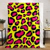 Bright pink leopard spots outlined in black on a yellow background. for all seasons blanket lunch break throw gift