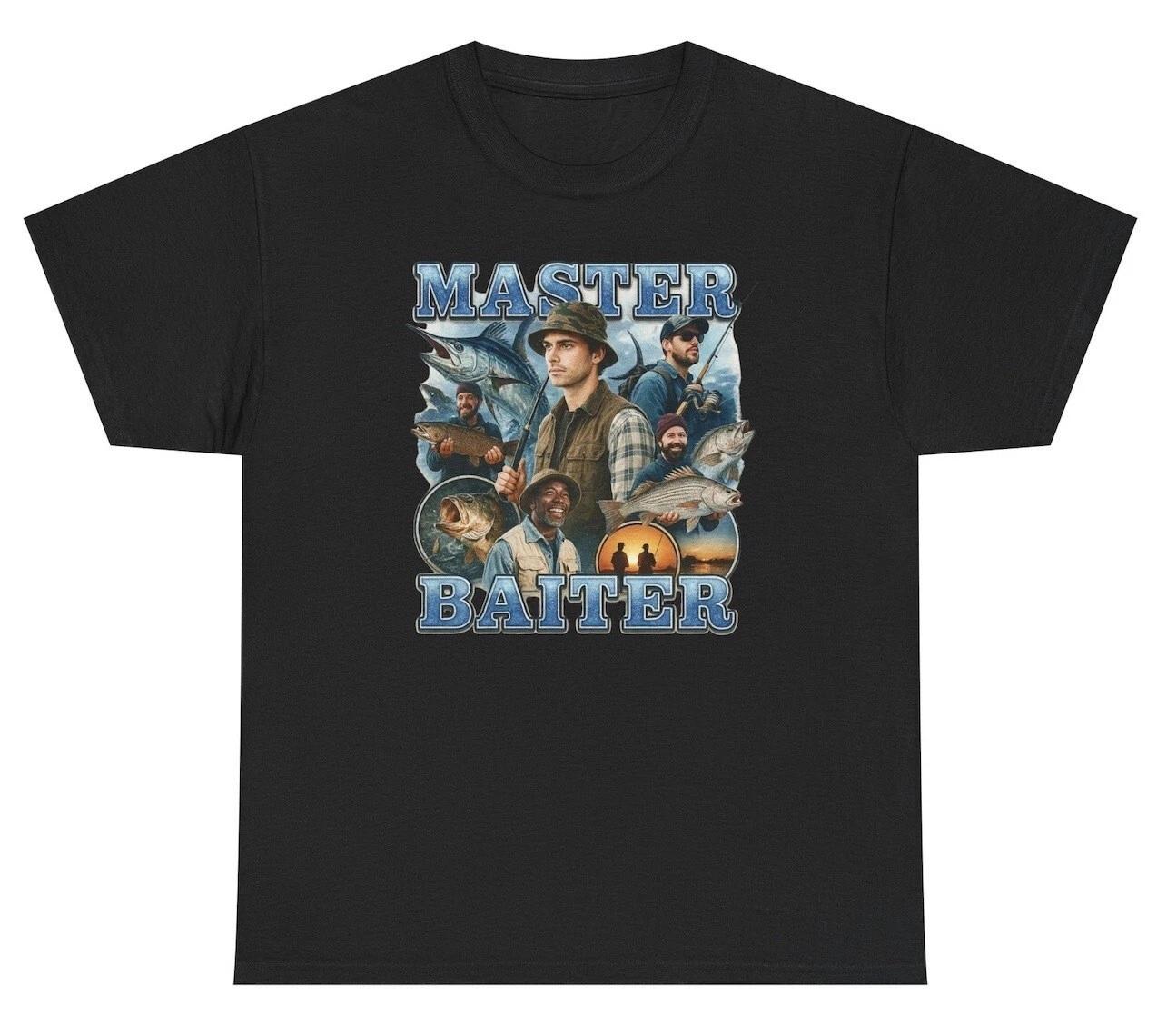 Master Baiter T Shirt Inappropriate Fishing Fisherman Fish Gag Adult Humor Tee S