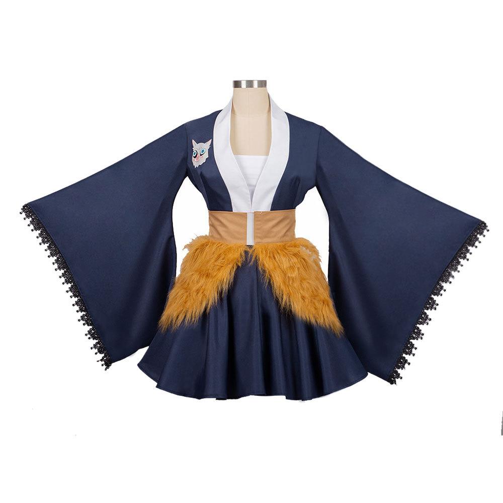 Dämonentöter Cosplay Kostüm Tanjiro Kamado Nezuko Flammen-Hashira Dienstmädchenkleid Halloween Cosplay Kimono