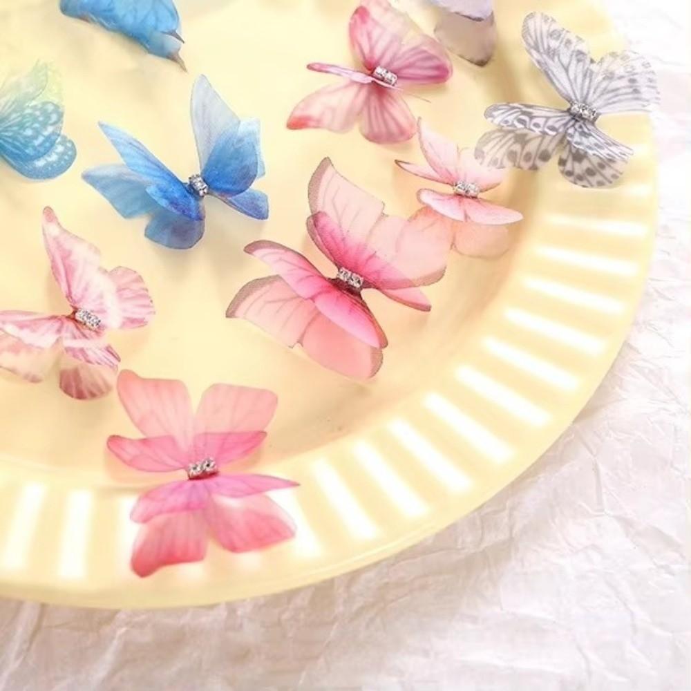 50 ks 3D šifonové vyšívané nášivky motýlů Oblečení Šicí nášivka Svatební doplňky do vlasů