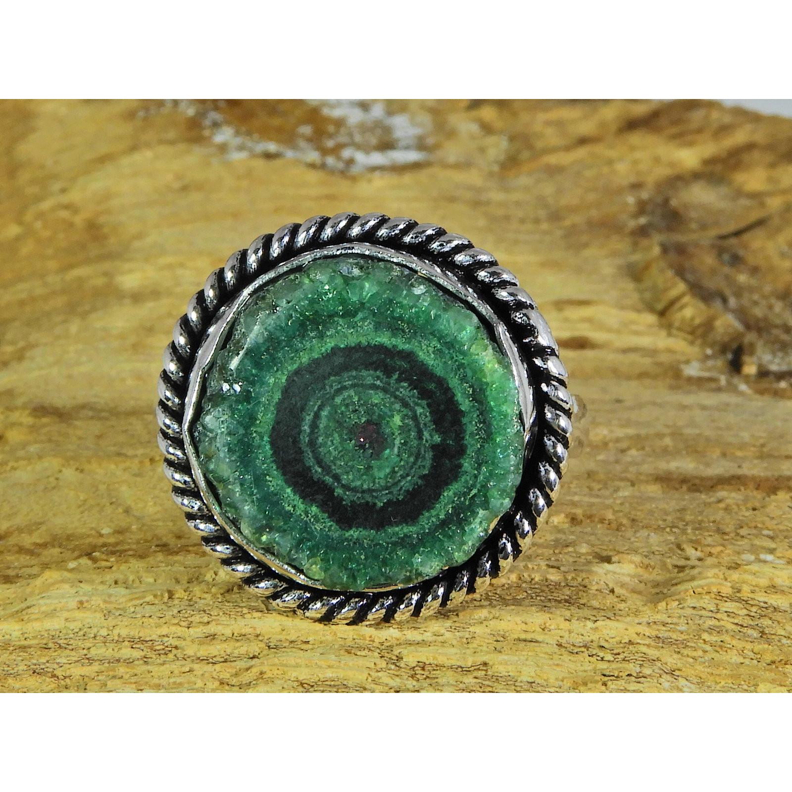

Color Enhanced Solar Druzy 925 Solid Sterling Silver Ring Size US-8 PG-45