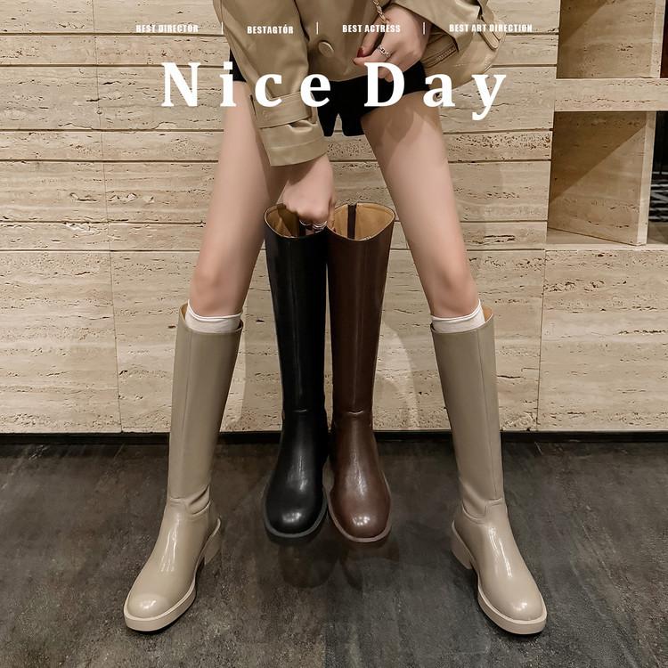 Personalized British Style Boots Women's Thin Knight Boots Round Head Thick Heel Versatile High Boots Autumn and Winter Boots