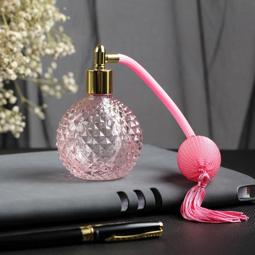 100ML Pineapple-Design Transparent Perfume Bottle with Long Airbag Spray, 18 Caliber Hedgehog Round Glass.