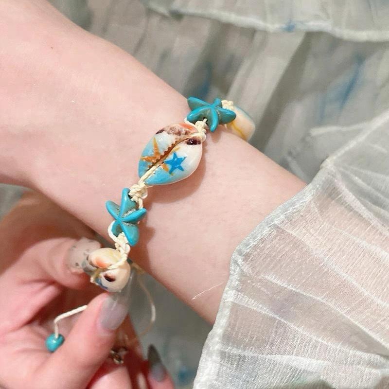 Ocean Starfish Shell Beaded Bracelet Boho Beach Bracelets For Women Summer Vacation Jewelry